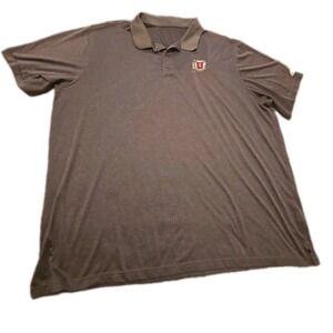 Utah Utes Shirt Mens XXL Gray Polo NCAA Football Adidas Performance Golf 2XL